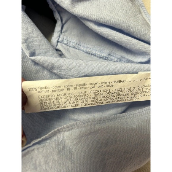 ZARA Poplin Crop Off Or Shoulder Blue Black Trim Black Tie Size Small - Picture 7 of 8